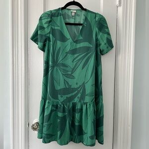 a new day green monochromatic tropical flower print dress size XS